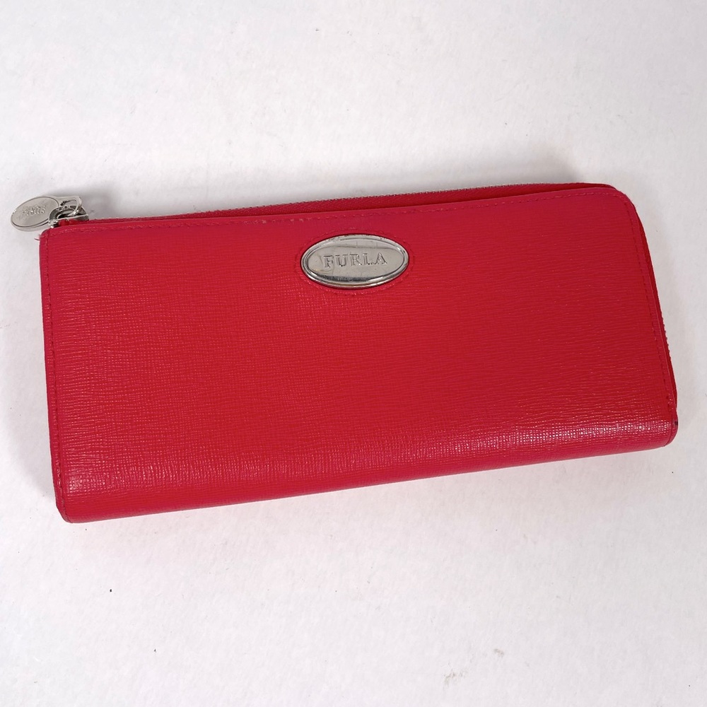 Furla Red Leather Wallet Good Pre Owned Condition